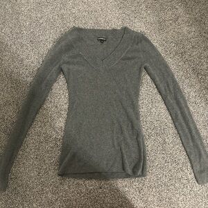 Express Charcoal Long Sleeve V-Neck Top